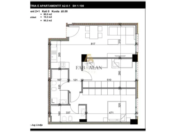 Tirane, shitet apartament 2+1 Kati 0, 95 m² 111.400 € (Paskuqan)