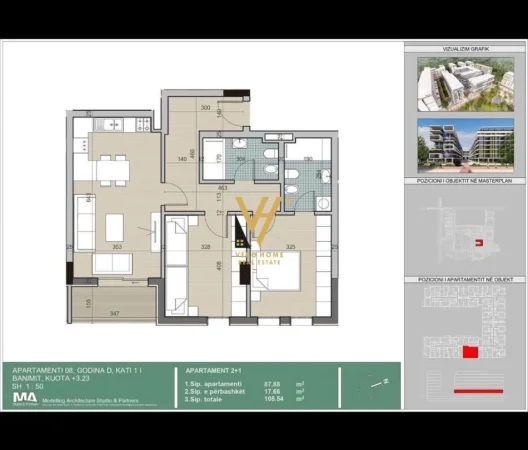 Tirane, shitet apartament 2+1+Ballkon Kati 1, 105 m² 103.000 € (UNIVERS CITY)