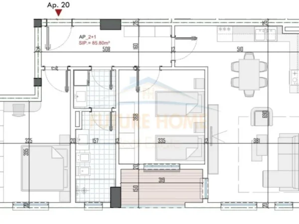 Tirane, shitet apartament 2+1 Kati 4, 86 m² 85.289 € (Kthesa E Kamzes)