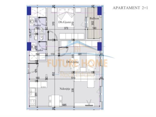 Tirane, shitet apartament 2+1 Kati 5, 88 m² 110.000 € (CASA ITALIA)