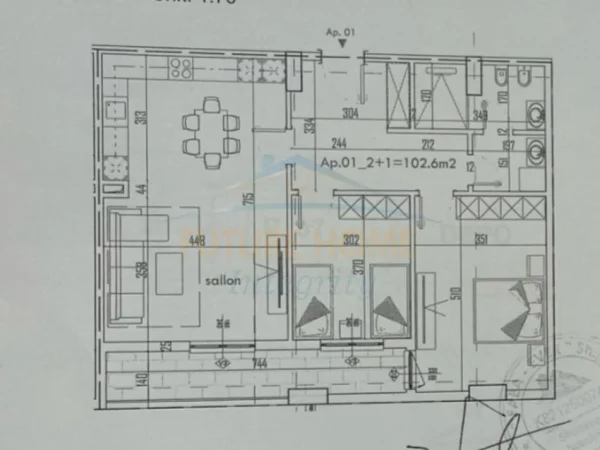 Tirane, shitet apartament 2+1+Ballkon Kati 3, 118 m² 112.100 € (Rezidenca Color Splash, Paskuqan)