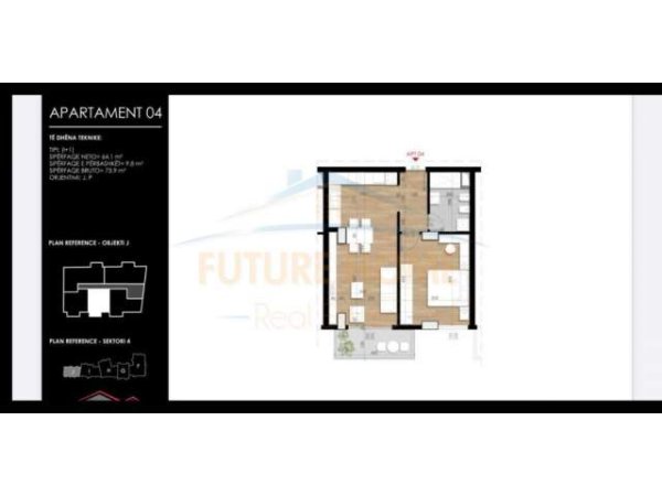 Tirane, shitet apartament 1+1+BLK Kati 4, 74 m² 74.000 Euro (Fusha e Aviacionit)