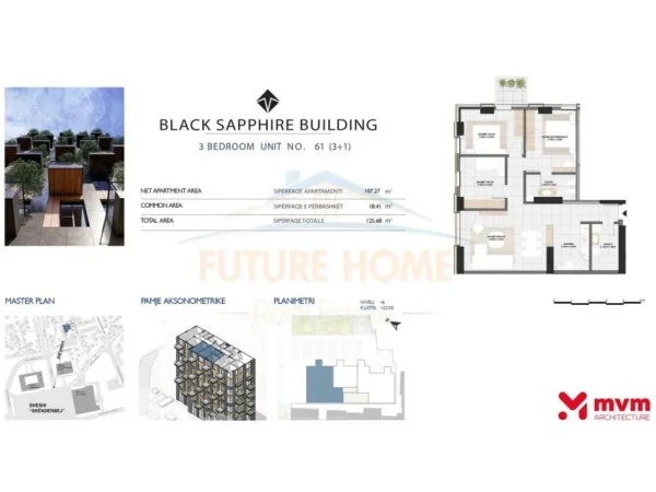 Tirane, shitet apartament 3+1 Kati 6, 125 m² 535.000 € (Qender, Black Sapphire Building.)