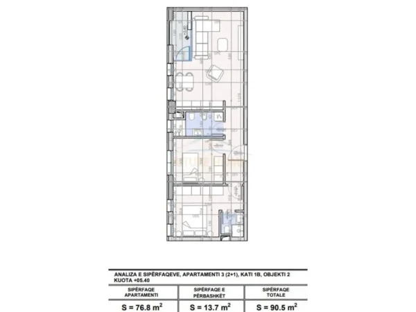 Tirane, shitet apartament 2+1+Ballkon Kati 5, 90 m² 132.650 € (Aos Konstruksion 2 Unaza e Re.)