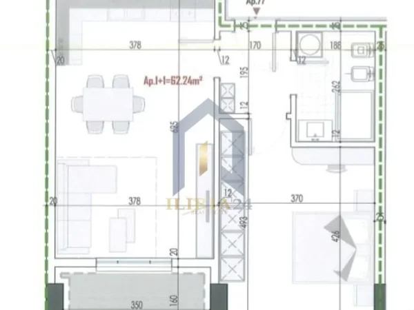 Tirane, shes apartament 1+1 Kati 6, 72 m² 57.792 € (bulevardi blu)