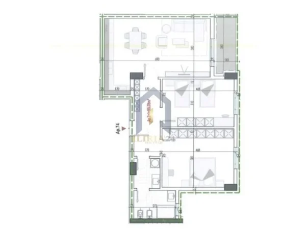 Tirane, shes apartament 2+1 Kati 6, 110 m² 88.240 € (bulevardi blu)