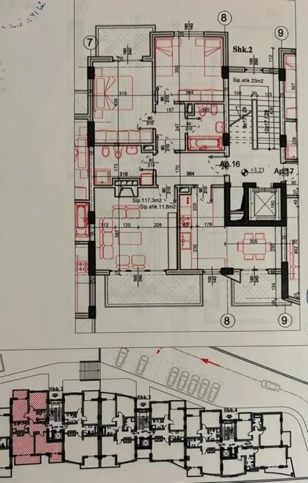 Tirane, shitet apartament 2+1 Kati 3, 129 m² 127.710 € (Shiten 2 Apartamente me Hipoteke me pamje nga Tirana dhe Dajti)
