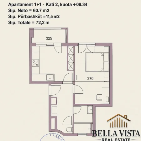 Tirane, shitet apartament 1+1 Kati 2, 72 m² 106.856 € (Lana, Fusha e Aviacionit, Tirane)