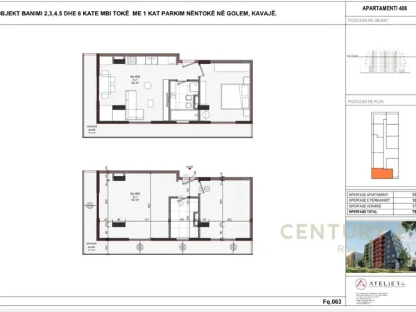 Durres, shitet apartament 1+1 Kati 4, 79 m² 91.936 € (PAMJE DETI NE ZONEN E GOLEMIT)