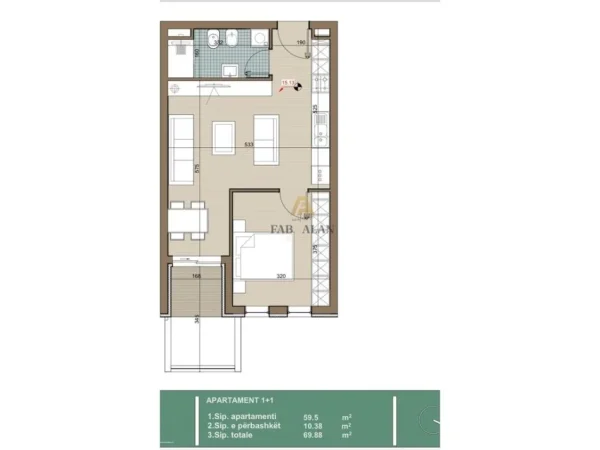 Tirane, shitet apartament 1+1 Kati 4, 70 m² 52.400 € (Kamez)